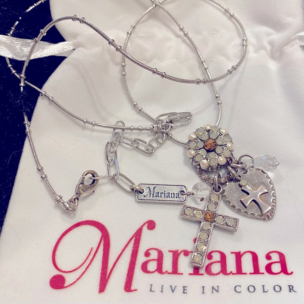 Mariana Silver charm necklace w/Swarovski crystals